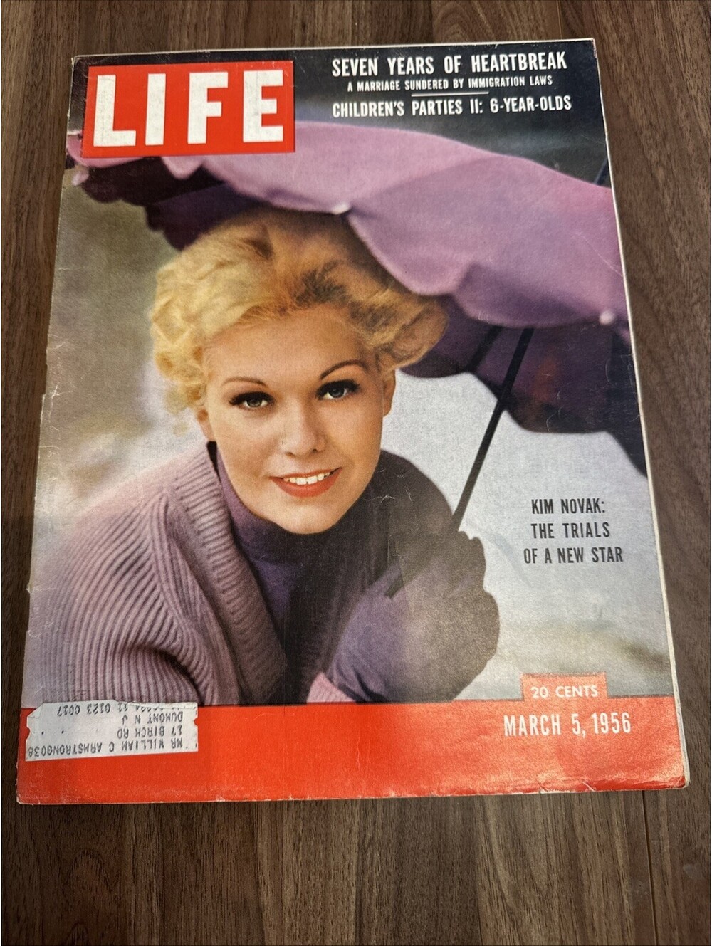 Life Magazine -March 5, 1956 Kim Novak Immigration laws, Victorian Mansion